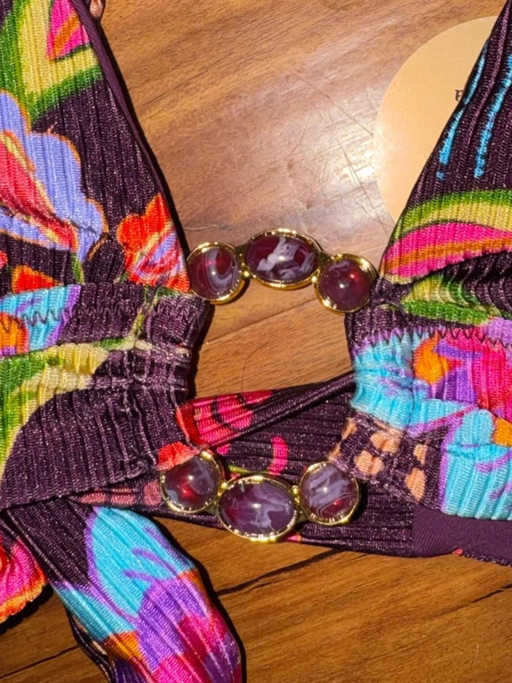 BECCA Vibrant Floral Halter Bikini Top and Bottom - Pink Multi